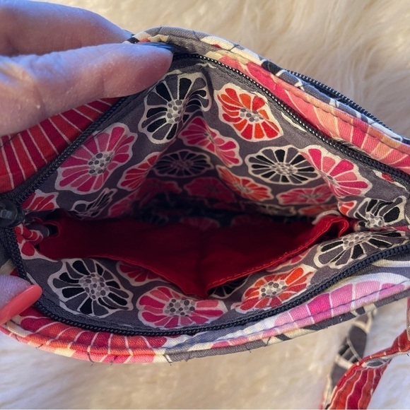 Vera Bradley Small Crossbody Shoulder Bag Cherry Blossom Fabric Pink Red White - Picture 4 of 7